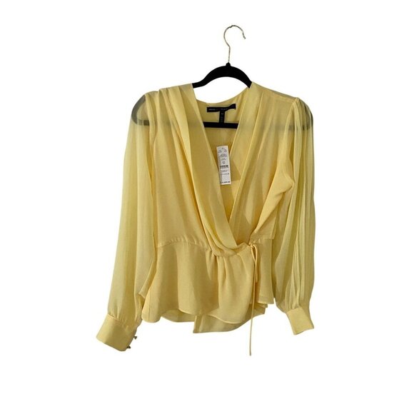 White House Black Market Tops - NWT White House Black Market Women's Canary Yellow Chiffon Blouse - XS